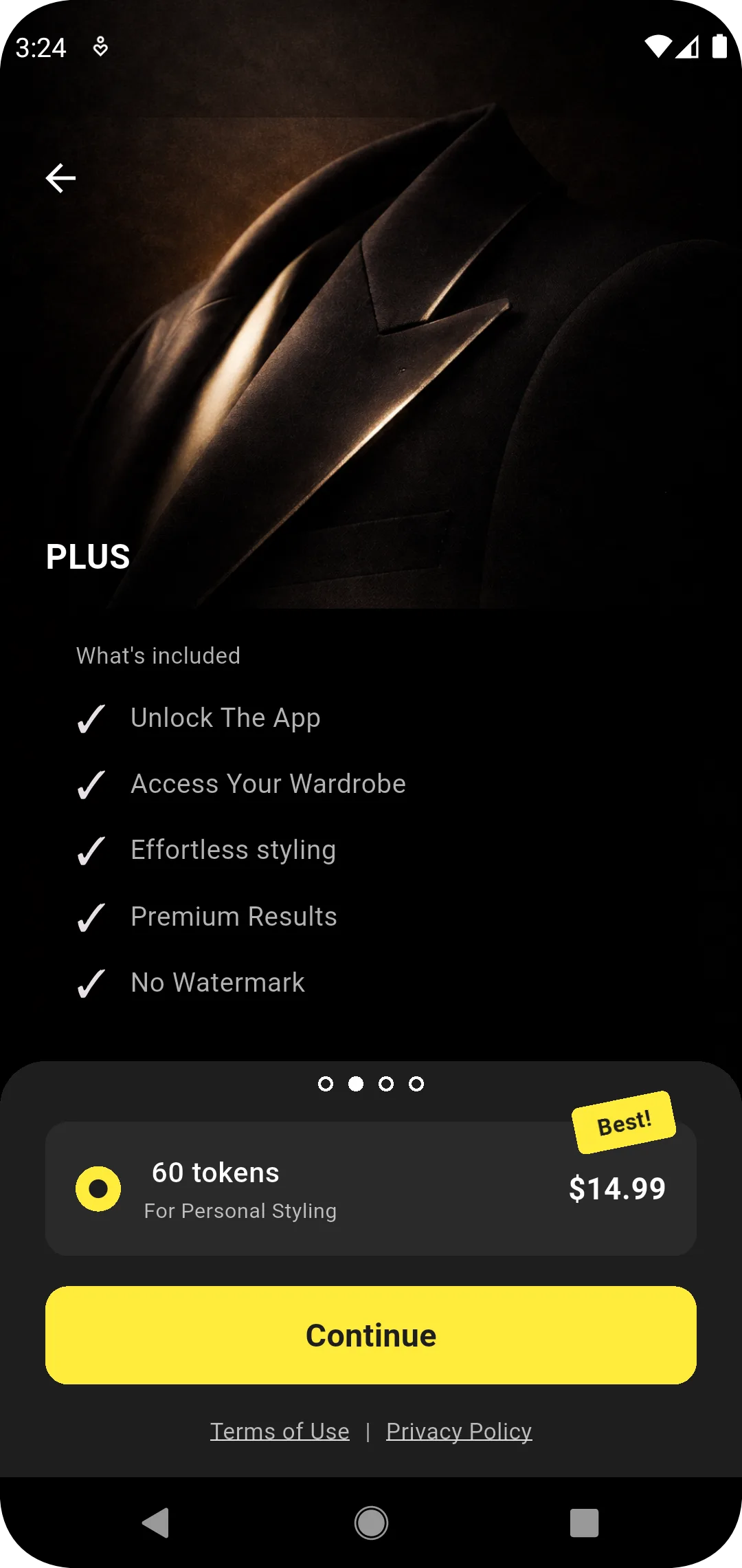 Token purchase screen